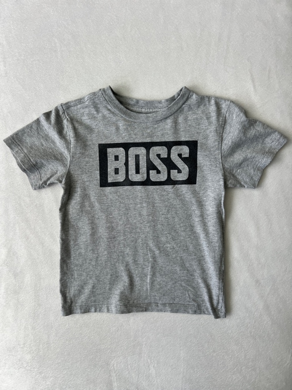 Place Boys Gray Tee with Black BOSS Logo